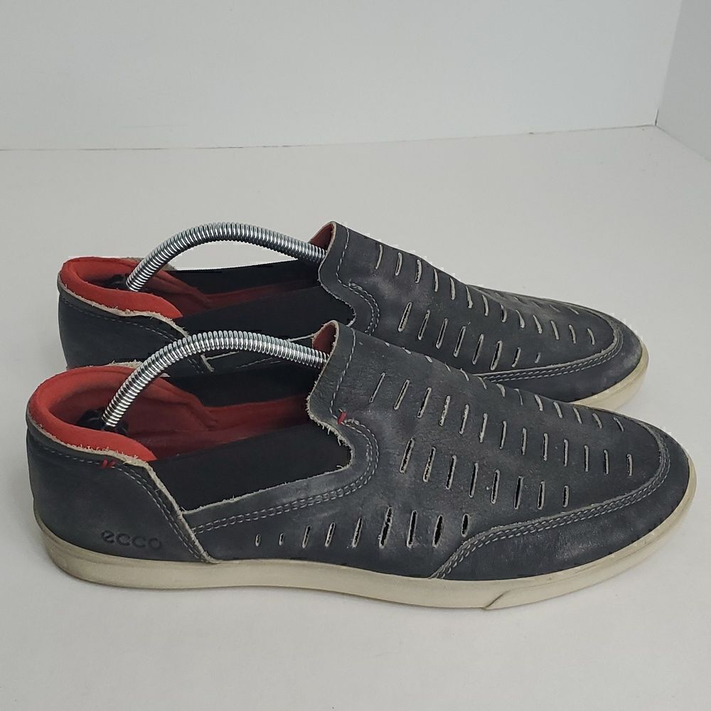 Ecco Collin Men's Boat Shoes Size 10 Blue and Red Slip on Sneaker